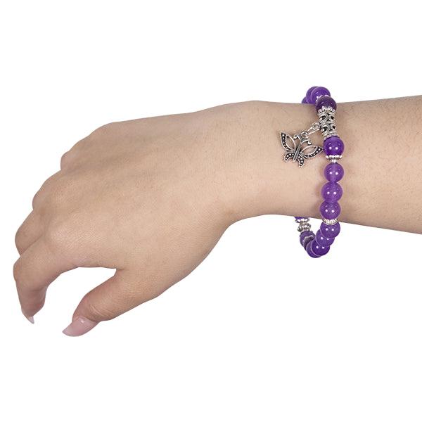 Purple Amethyst Elastic Bracelet - The Leprosy Mission Shop
