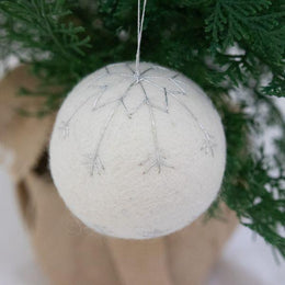 Felt Silver Snowflake Bauble - The Leprosy Mission Shop