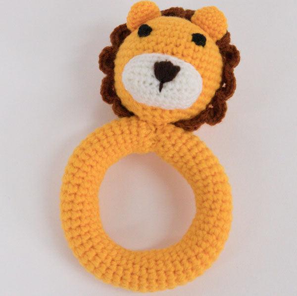 Handmade Crochet Lion Rattle Toy - The Leprosy Mission Shop