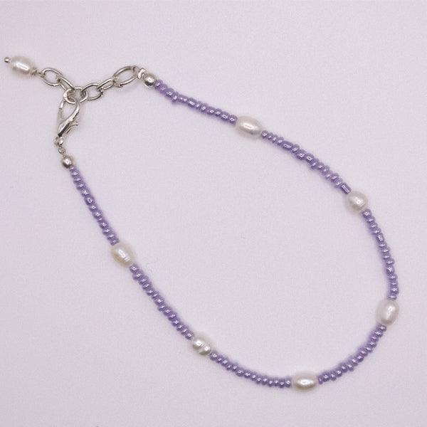 Purple Glass Bead & Pearl Bracelet - The Leprosy Mission Shop