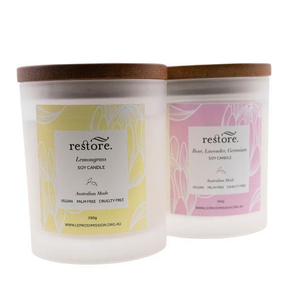 Restore Soy Candle - Rose, Lavender, Geranium - The Leprosy Mission Shop